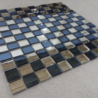 Мозаїка дзеркальна DecorStoneHub Zs-mix-ZG сріблясто-графітова 330х330 мм шаховий орнамент для клубу Мозаїка дзеркальна DecorStoneHub Zs-mix-ZG сріблясто-графітова 330х330 мм шаховий орнамент для клубу