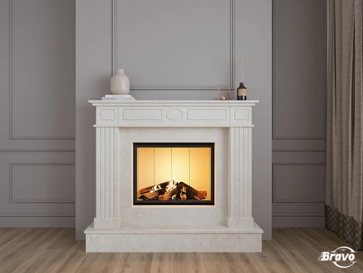 Портал для камина Bravo Оскар Polaris мрамор белый угловой