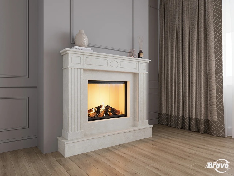 Портал для каміна Bravo Оскар Volakas мармур білий кутовий