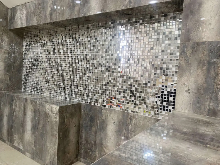 Мозаїка дзеркальна DecorStoneHub Zs-mix-ZSG сріблясто-графітовий мікс з сатином 304х304 мм для бару