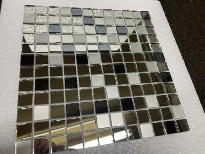 Мозаїка дзеркальна DecorStoneHub Zs-mix-ZSG сріблясто-графітовий мікс з сатином 304х304 мм для бару