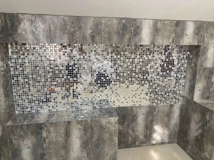 Мозаїка дзеркальна DecorStoneHub Zs-mix-ZSG сріблясто-графітовий мікс з сатином 304х304 мм для бару