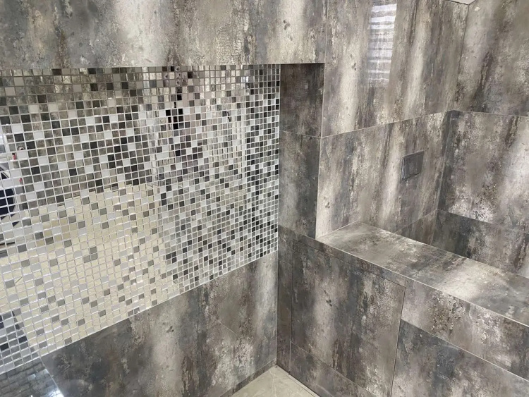 Мозаїка дзеркальна DecorStoneHub Zs-mix-ZSG сріблясто-графітовий мікс з сатином 304х304 мм для бару