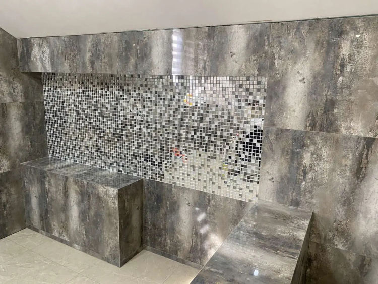 Мозаїка дзеркальна DecorStoneHub Zs-mix-ZSG сріблясто-графітовий мікс з сатином 304х304 мм для бару