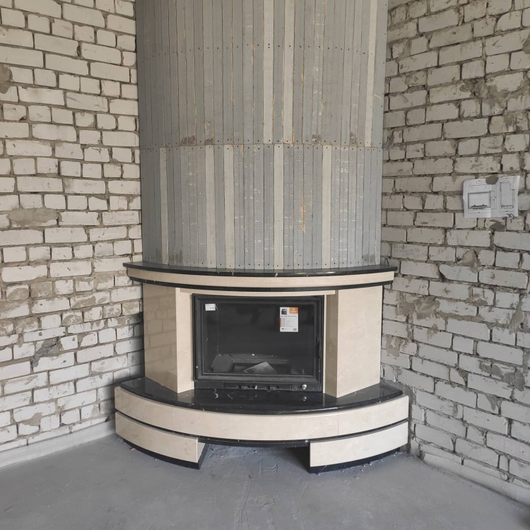 Портал для каміна Bravo Осло Botticino + Emperador Dark мармур бежевий/коричневий кутовий