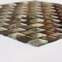 Мозаїка дзеркальна DecorStoneHub Zs-mix-ZВ сріблясто-бронзова 330х330 мм шаховий декор для салону