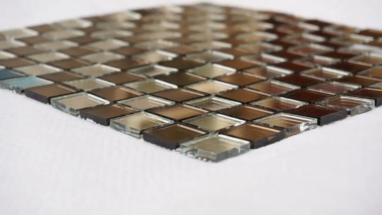 Мозаїка дзеркальна DecorStoneHub Zs-mix-ZВ сріблясто-бронзова 330х330 мм шаховий декор для салону