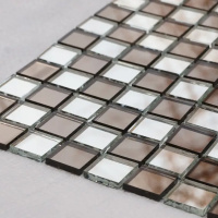 Мозаїка дзеркальна DecorStoneHub Zs-mix-ZВ сріблясто-бронзова 330х330 мм шаховий декор для салону