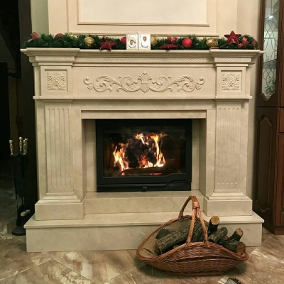 Портал для каміна Bravo Київ Crema Marfil мармур бежевий прямий