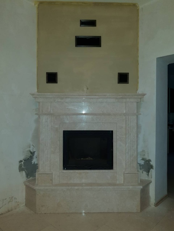 Портал для каміна KrimArt Olimp Victoria Beige мармур бежевий прямий