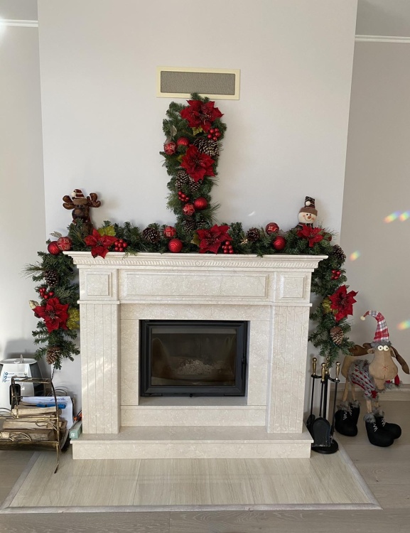 Портал для каміна Bravo Таллінн Botticino мармур бежевий прямий