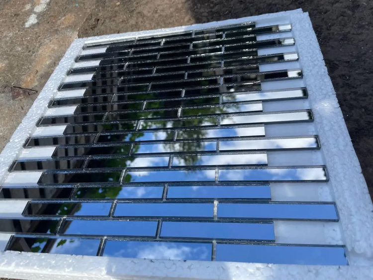 Мозаїка дзеркальна DecorStoneHub Zs-stik-G графітова 338х320 мм соломка для оформлення вітрини