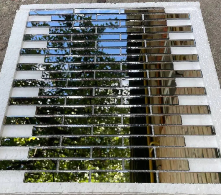 Мозаїка дзеркальна DecorStoneHub Zs-stik-G графітова 338х320 мм соломка для оформлення вітрини