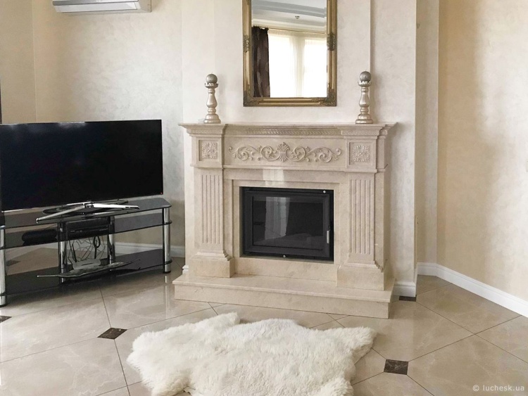 Портал для каміна Bravo Київ Botticino мармур бежевий прямий