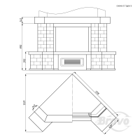 Портал для каміна Bravo Верона Rosso Asiago мармур + плитка Travertine червоний/бежевий кутовий n5