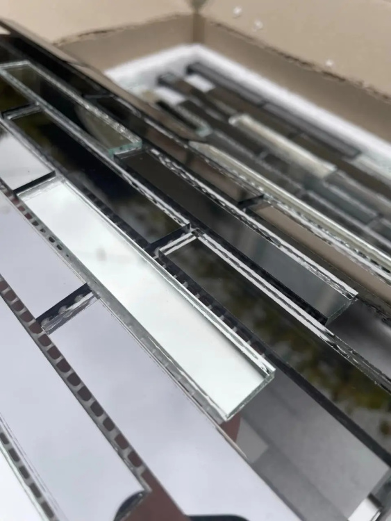 Мозаїка дзеркальна DecorStoneHub Zs-stik-GS графітова з сатином 338х320 мм стік для спальні та кухні