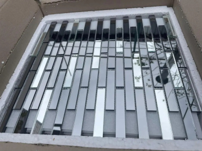 Мозаїка дзеркальна DecorStoneHub Zs-stik-GS графітова з сатином 338х320 мм стік для спальні та кухні