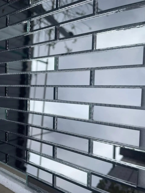 Мозаїка дзеркальна DecorStoneHub Zs-stik-GS графітова з сатином 338х320 мм стік для спальні та кухні