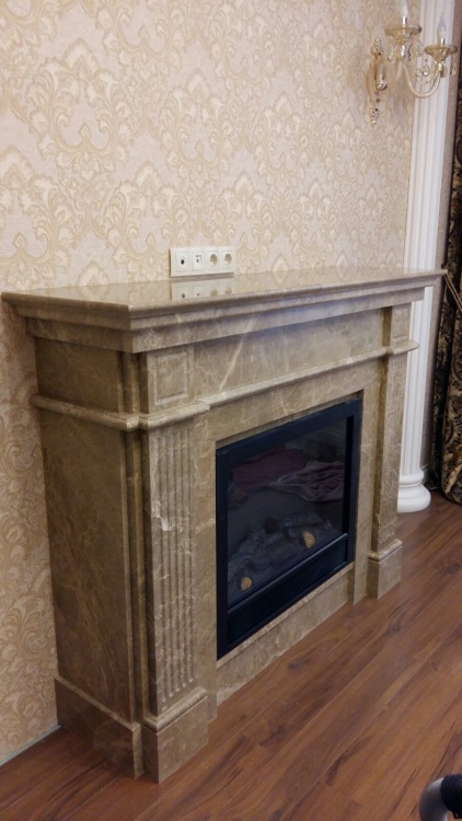 Портал для каміна KrimArt Olimp Emperador Light мармур бежевий прямий