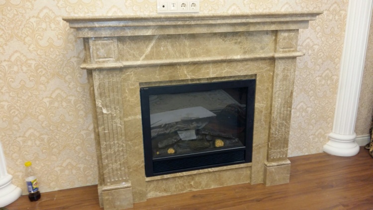 Портал для каміна KrimArt Olimp Emperador Light мармур бежевий прямий