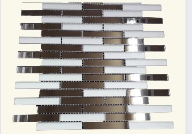 Мозаїка дзеркальна DecorStoneHub Zs-stik-ZS срібляста з сатином 338х320 мм стік для коридору та ніш