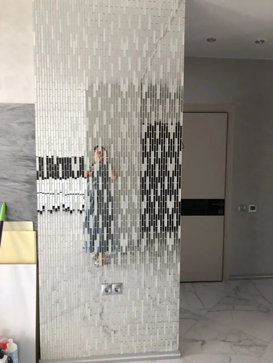 Мозаїка дзеркальна DecorStoneHub Zs-stik-ZS срібляста з сатином 338х320 мм стік для коридору та ніш