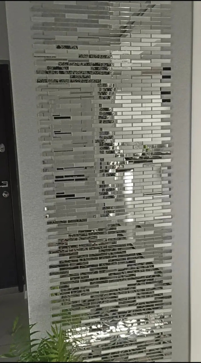 Мозаїка дзеркальна DecorStoneHub Zs-stik-ZS срібляста з сатином 338х320 мм стік для коридору та ніш