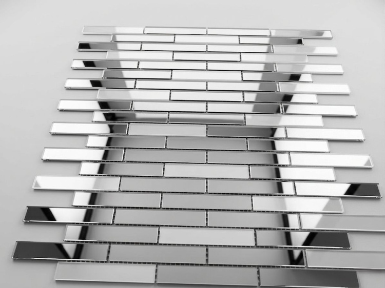 Мозаїка дзеркальна DecorStoneHub Zs-stik-ZS срібляста з сатином 338х320 мм стік для коридору та ніш