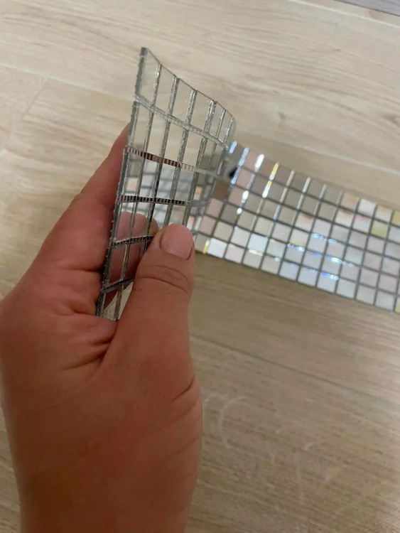 Мозаїка дзеркальна DecorStoneHub Zs-смуга-Z срібляста 1000х85 мм квадрат для інкрустації сходів