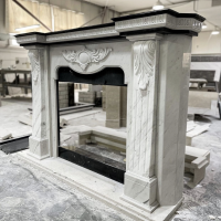 Портал для каміна Bravo Барселона Polaris + Nero Marquina мармур білий/чорний прямий