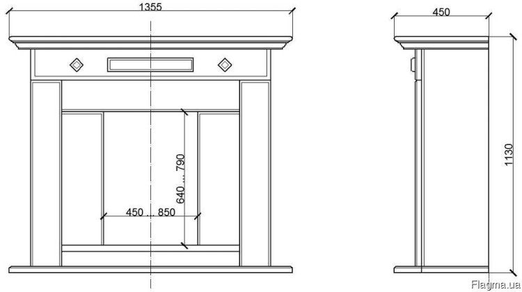 Портал для камина KrimArt Memphis Victoria Beige мрамор и Saturnia гранит бежевый прямой