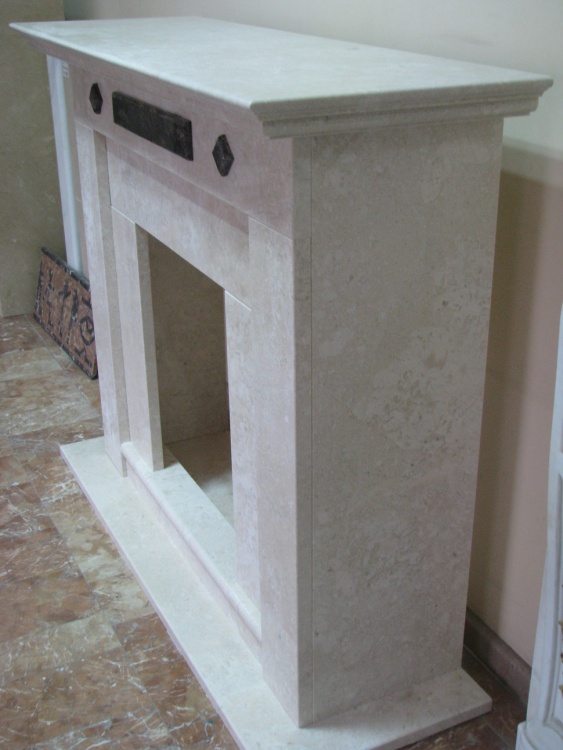 Портал для камина KrimArt Memphis Victoria Beige мрамор и Saturnia гранит бежевый прямой