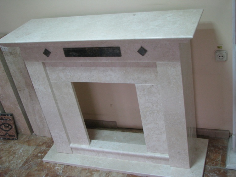 Портал для камина KrimArt Memphis Victoria Beige мрамор и Saturnia гранит бежевый прямой