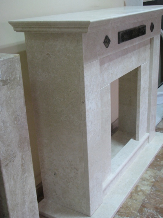 Портал для камина KrimArt Memphis Victoria Beige мрамор и Saturnia гранит бежевый прямой