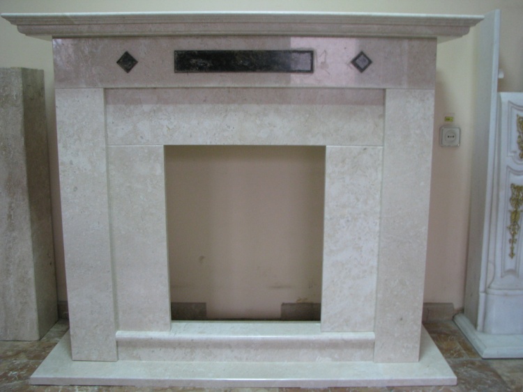 Портал для камина KrimArt Memphis Victoria Beige мрамор и Saturnia гранит бежевый прямой