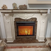 Портал для каміна Bravo Барселона Botticino та Emperador Dark мармур бежевий/коричневий прямий Портал для каміна Bravo Барселона Botticino та Emperador Dark мармур бежевий/коричневий прямий