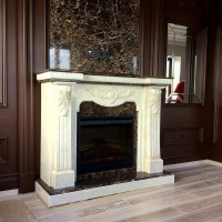 Портал для каміна Bravo Барселона Botticino та Emperador Dark мармур бежевий/коричневий прямий