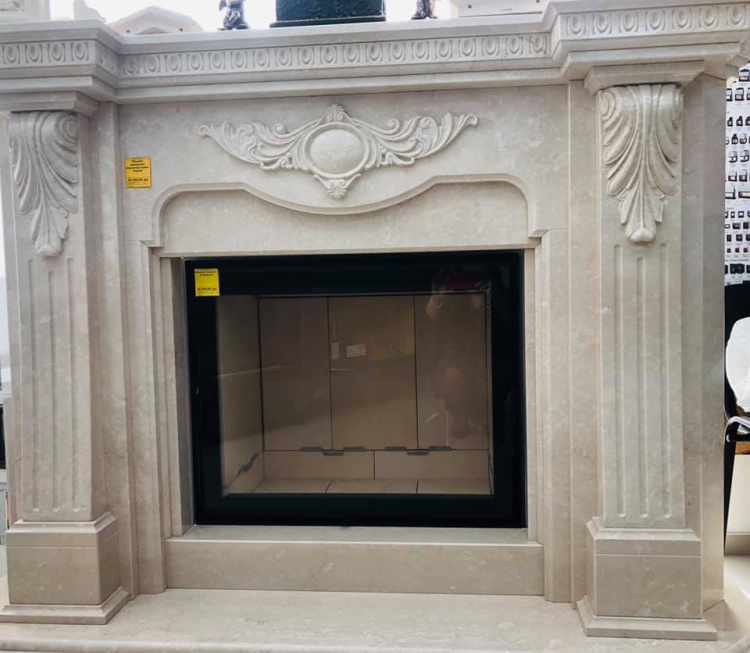 Портал для каміна Bravo Барселона Botticino та Emperador Dark мармур бежевий/коричневий прямий