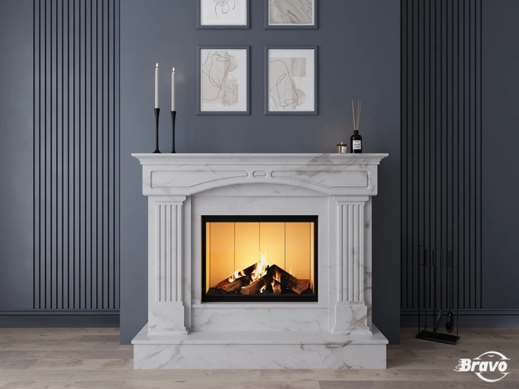 Портал для каміна Bravo Версаль Polaris мармур білий кутовий