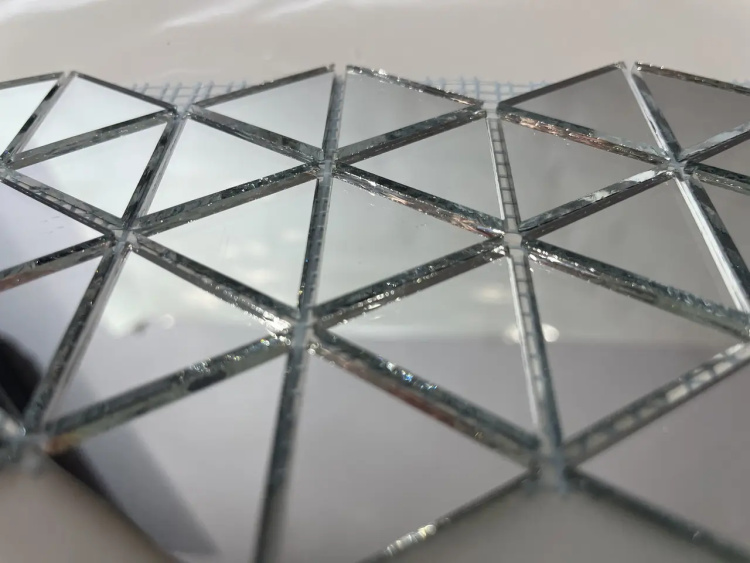 Мозаїка дзеркальна DecorStoneHub Zs-смуга-Z срібляста 1000х85 мм трикутник для клубу та ресторану