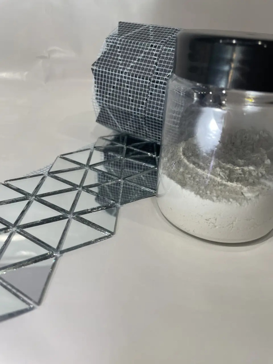 Мозаїка дзеркальна DecorStoneHub Zs-смуга-Z срібляста 1000х85 мм трикутник для клубу та ресторану