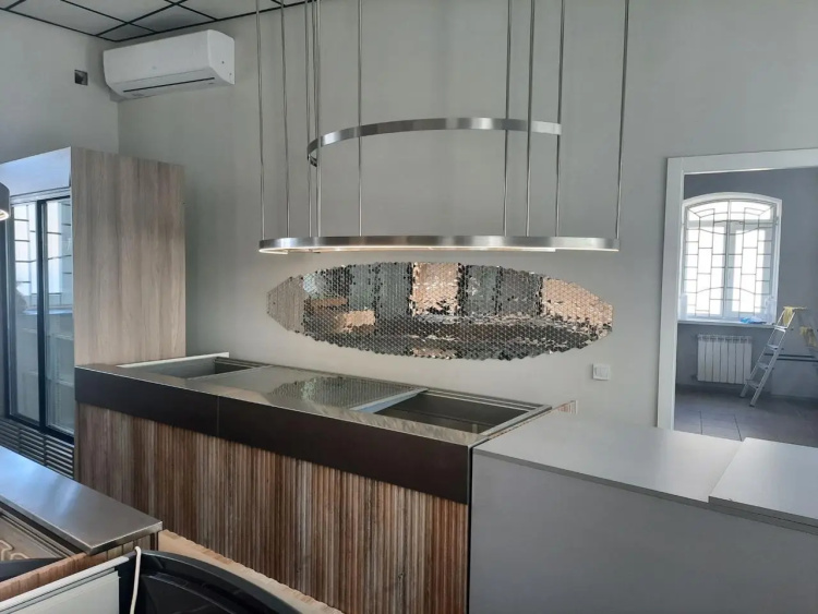 Мозаїка дзеркальна DecorStoneHub Zs-смуга-Z срібляста 1000х85 мм трикутник для клубу та ресторану