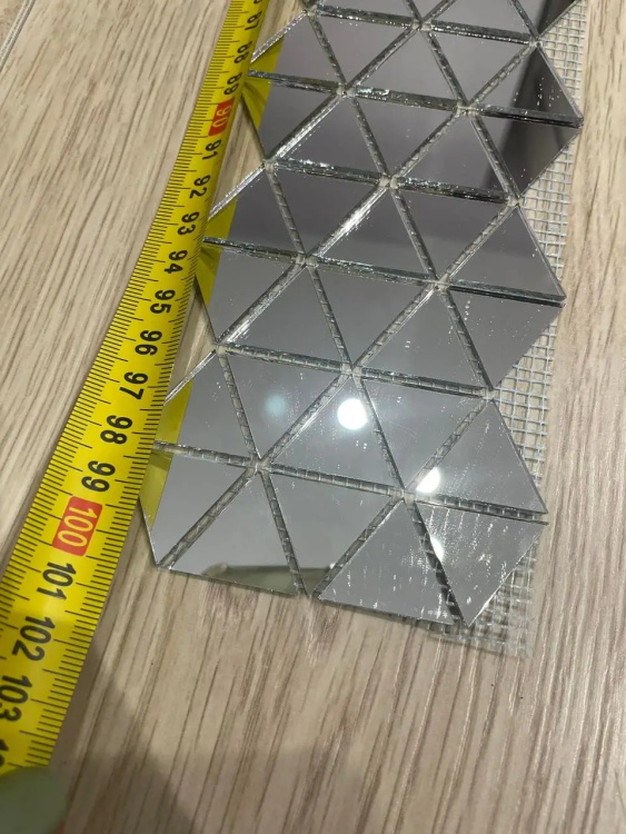 Мозаїка дзеркальна DecorStoneHub Zs-смуга-Z срібляста 1000х85 мм трикутник для клубу та ресторану