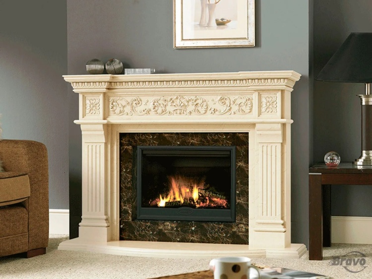 Портал для каміна Bravo Прага Botticino + Emperador Dark мармур бежевий/коричневий кутовий