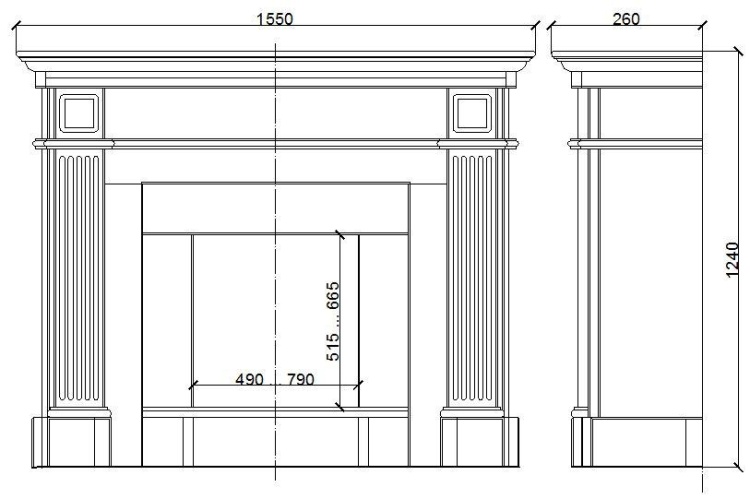 Портал для камина KrimArt Olimp-E Emperador Dark мрамор коричневый прямой