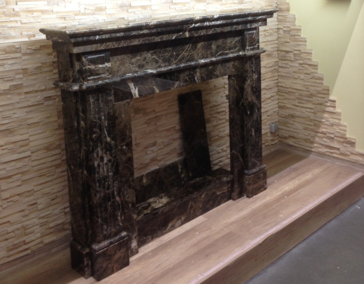 Портал для камина KrimArt Olimp-E Emperador Dark мрамор коричневый прямой