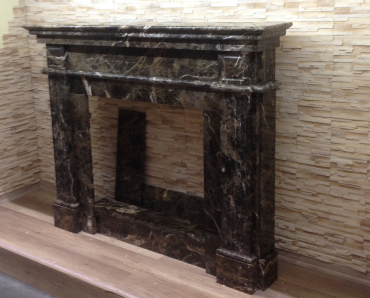 Портал для камина KrimArt Olimp-E Emperador Dark мрамор коричневый прямой