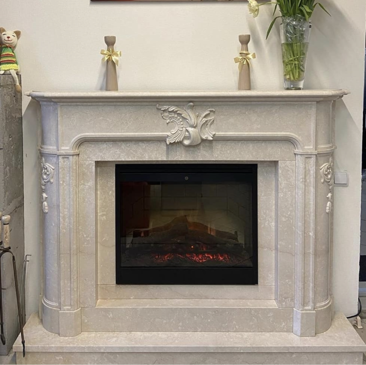 Портал для каміна Bravo Женева Botticino мармур бежевий прямий