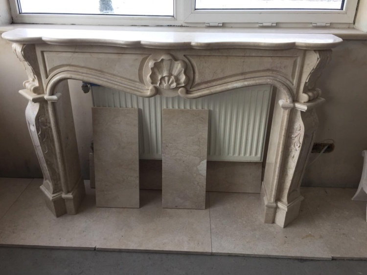 Портал для камина KrimArt Bovary Crema Marfil мрамор бежевый прямой