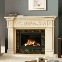 Портал для каміна Bravo Прага Polaris + Nero Marquina мармур білий/чорний прямий